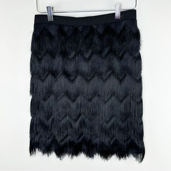 Ann Taylor Skirt Black All Over Flapper Fringed, Scalloped Hem. Size Sm(0)‎ - Picture 9 of 10